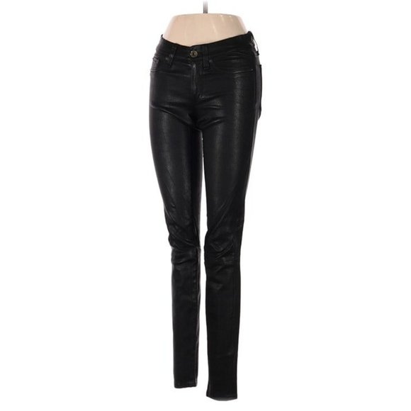 Rag & Bone Lamb Leather Skinny Jeans sz 25 Washed Black $1000 - Picture 10 of 11